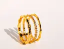 Triple-Band Bamboo & CZ Statement Ring (Brass)