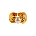Hammered Pearl Open Cuff Ring (Brass)