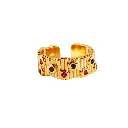 Textured Multi-Color CZ Open Cuff Ring (Brass)