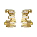 Stacked Enamel Inlay C-Huggie Earrings (Brass)