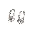 Twisted Double Link CZ Drop Hoop Earrings (Brass)