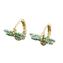 Dragonfly Enamel & CZ Huggie Earrings (Brass)
