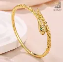 Emerald-Eye Snake Scale Open Cuff Bangle (Brass)