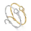 Infinity Heart CZ Adjustable Bangle (Brass)
