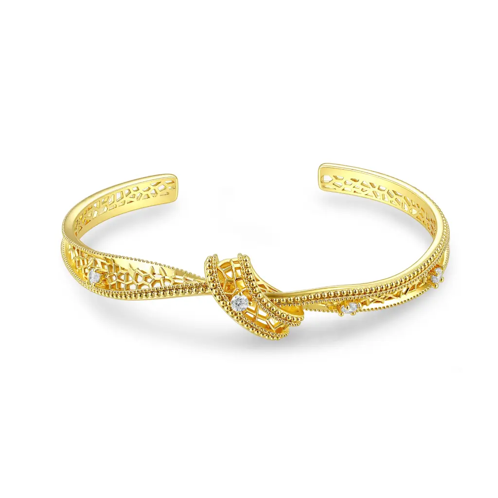 Vintage Filigree Lace Open Cuff Bangle (Brass)