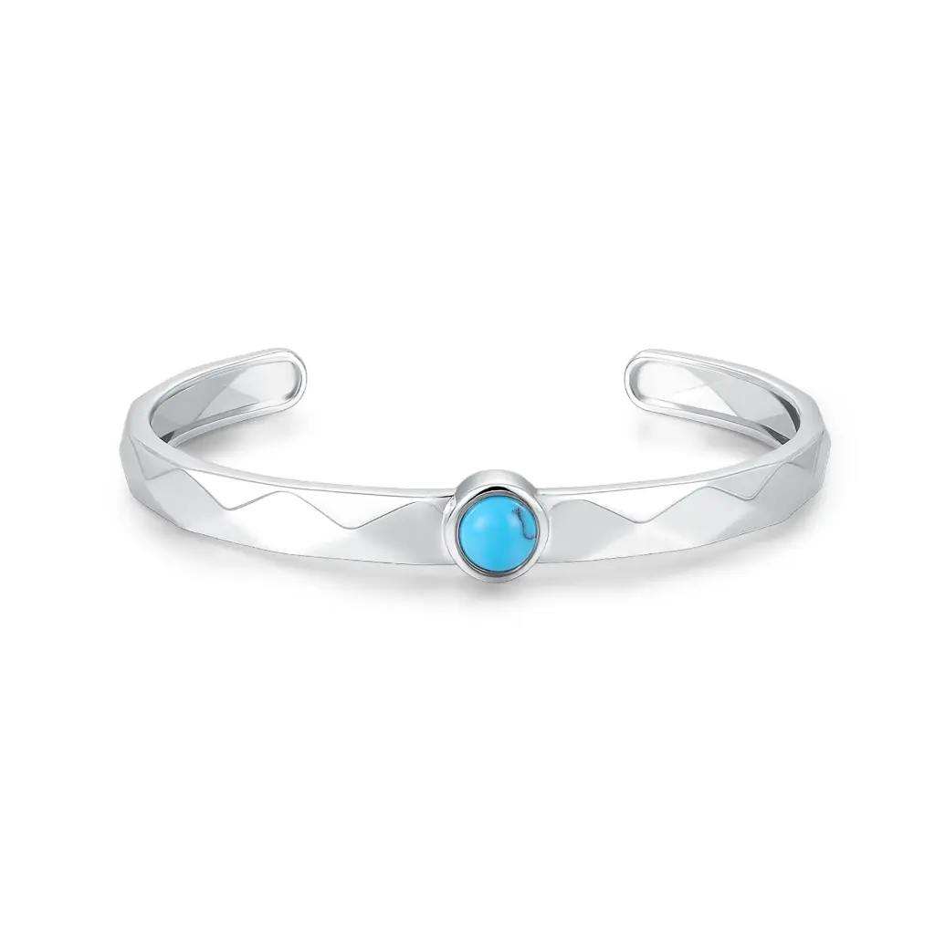 Mountain Wave Turquoise Open Cuff Bangle (Brass)