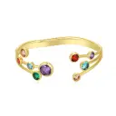 Asymmetrical Multicolor Bubble Gem Open Cuff Bangle (Brass)