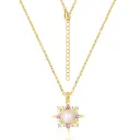 Sun Compass Pearl Pendant Adjustable Necklace (925 Sterling Silver Base 18K Gold Plated)
