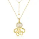 Pavé CZ Octopus Adjustable Necklace (925 Sterling Silver Base 18K Gold Plated)