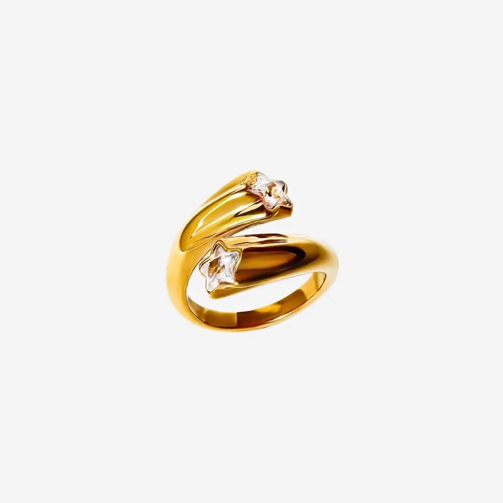 Double Star Crossover Ring (316L Stainless Steel)