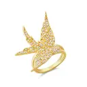 3D Flying Bird Full Pavé CZ Statement Ring (925 Sterling Silver Base 18K Gold Plated)