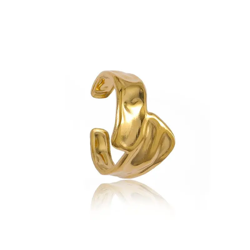 Organic Molten Texture Open Cuff Ring (316L Stainless Steel)