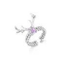 Deer Antler Purple Square CZ Beaded Open Ring (925 Sterling Silver Base Rhodium Plated)