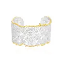 Two‑Tone Lace Filigree Wide Cuff Bangle (925 Sterling Silver Base)