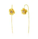 Two‑Tone Textured Rose Long Threader Earrings (925 Sterling Silver Base 18K Gold Plated)
