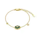 Hexagon Malachite North Star CZ Bracelet (925 Sterling Silver Base 18K Gold Plated)