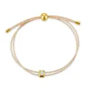 Square Opal Bezel Cord Slider Bracelet (925 Sterling Silver Base 18K Gold Plated)