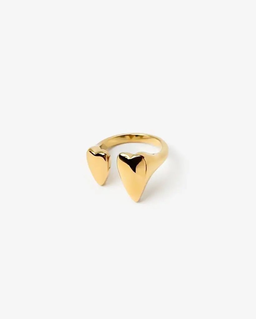 Double Heart Open Cuff Ring (316L Stainless Steel)