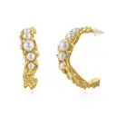 Organic Crinkled Pearl C Hoop Earrings (Brass Base 18K Gold Plated)
