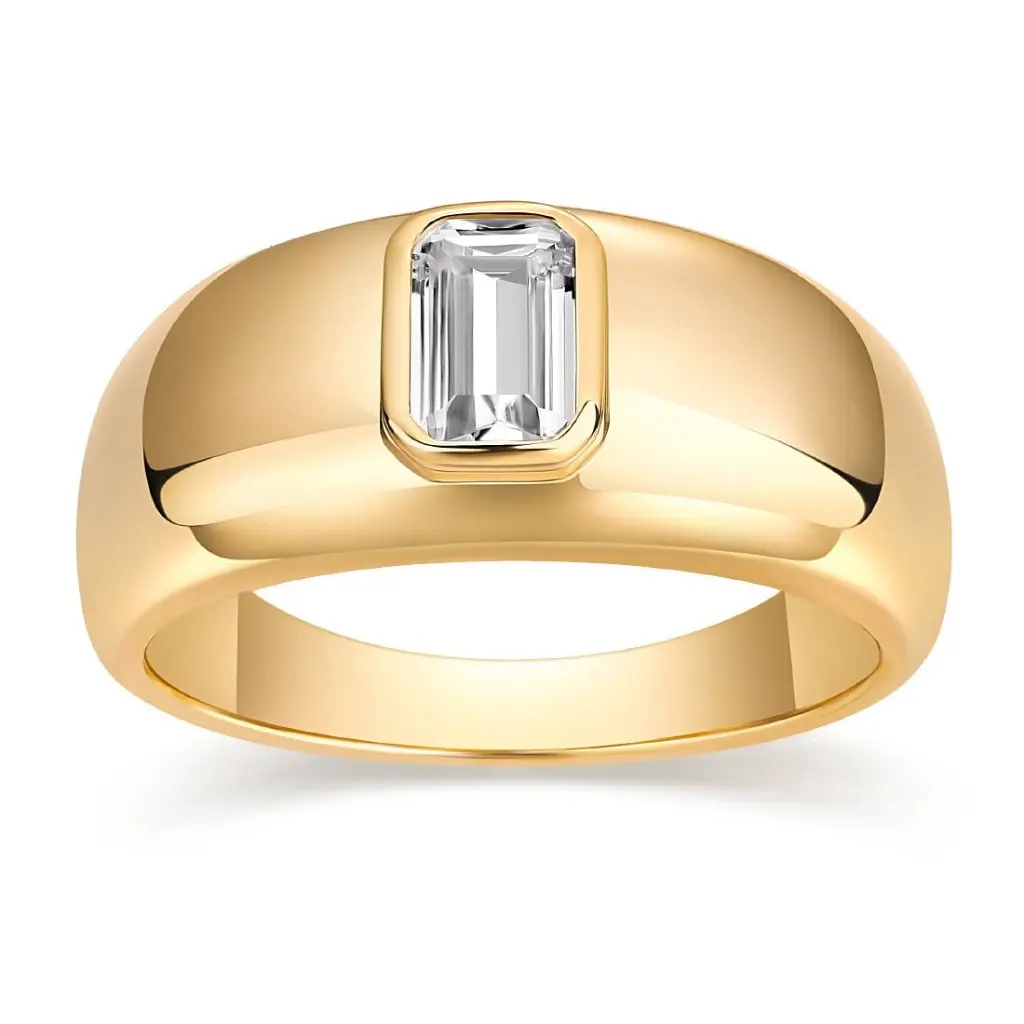 Emerald Cut CZ Dome Ring (316L Stainless Steel)