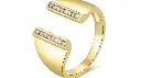 Double Bar Pavé CZ Open Ring (316L Stainless Steel)