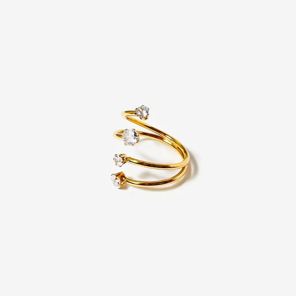 Multi-Stone CZ Wrap Ring (316L Stainless Steel)