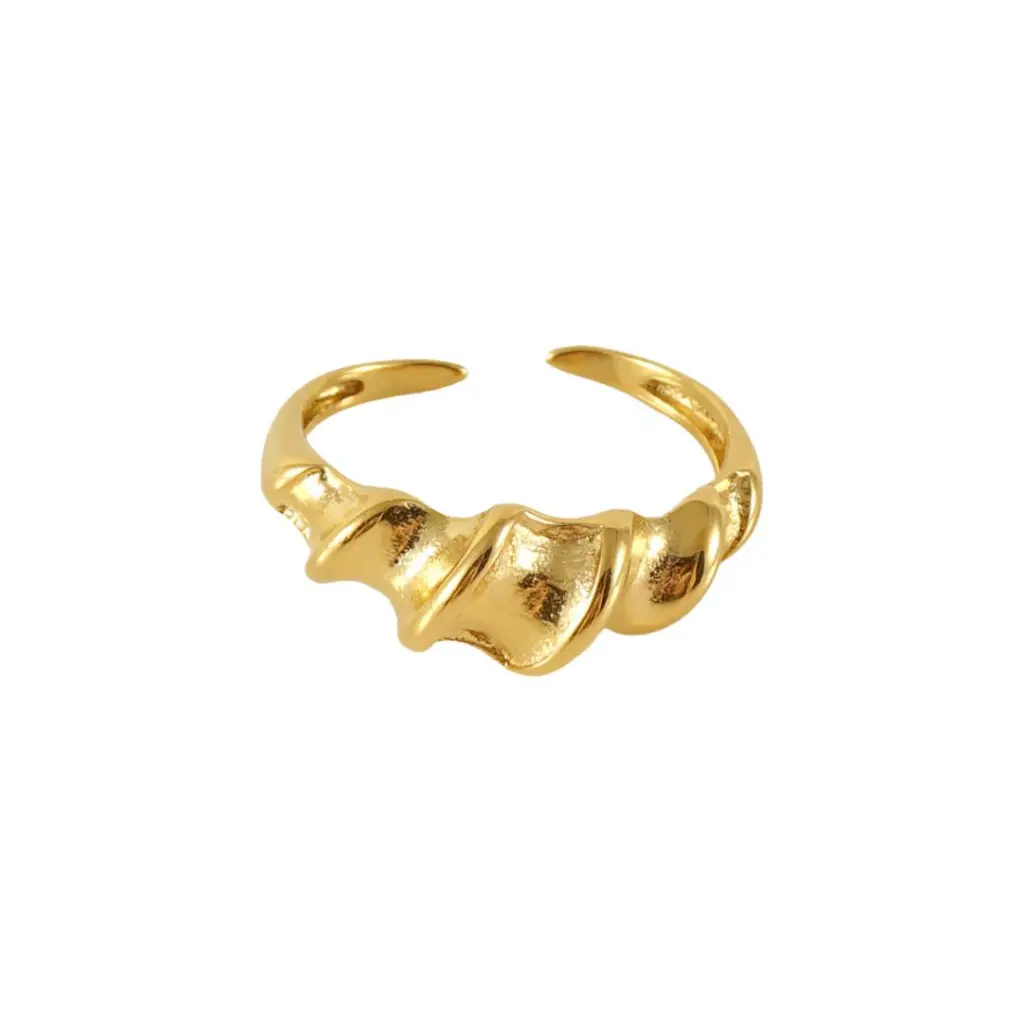 Twisted Ripple Open Cuff Ring (316L Stainless Steel)