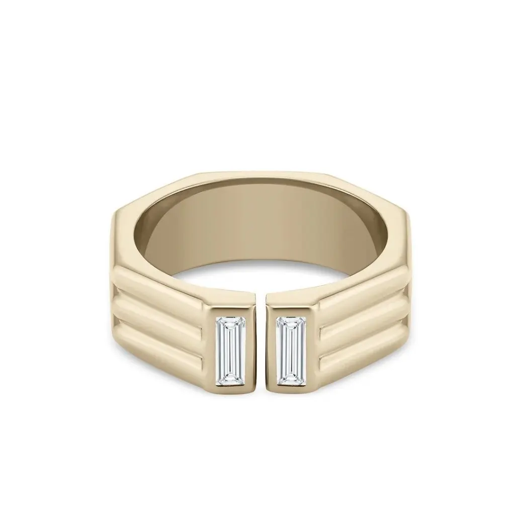 Dual Baguette CZ Channel Ring (316L Stainless Steel)