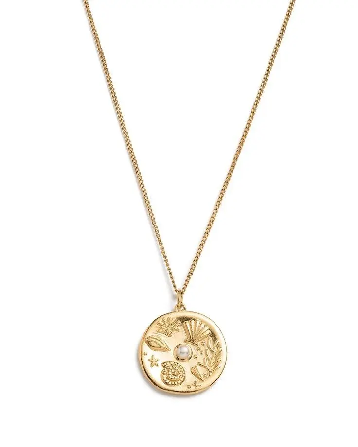 Ocean Treasures Medallion Pearl Necklace (316L Stainless Steel)