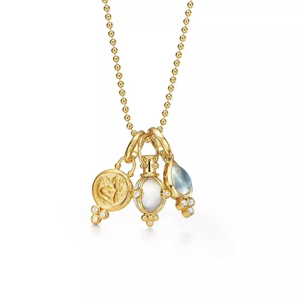 Vintage Multi-Charm Locket Ball Chain Necklace (316L Stainless Steel)