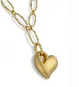 Brushed Heart Lariat Paperclip Chain Necklace (316L Stainless Steel)