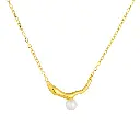 Organic Curve Pearl Solitaire Necklace (316L Stainless Steel)