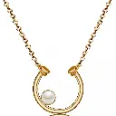 Modern Horseshoe U-Shape Pearl Cable Chain Necklace (316L Stainless Steel)