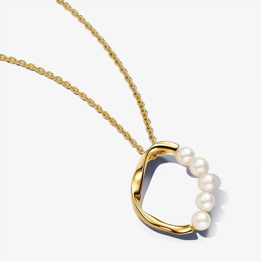 Sculptural Twisted Open Frame Freshwater Pearl Cable Chain Necklace (316L Stainless Steel)